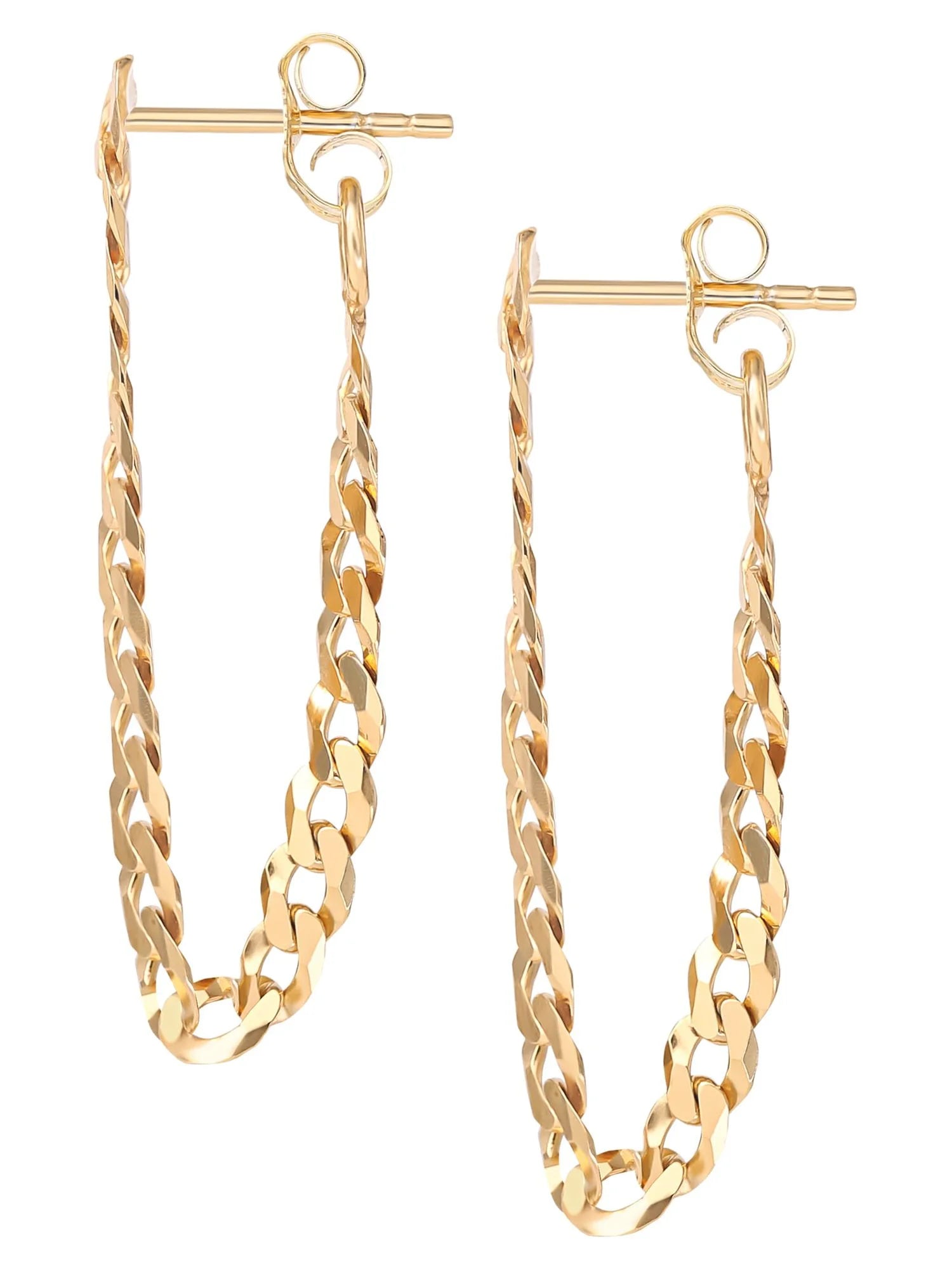 " Women’S Gold Plated Sterling Silver Curb Chain Earrings"