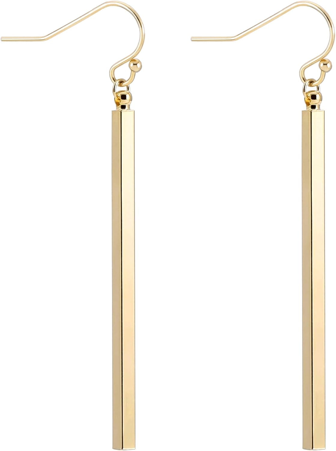 Dainty 18K Gold/Platiunum Silver Long Vertical Bar Drop Dangle Earring Minimal Hanging Earrings Geometric Jewelry for Women