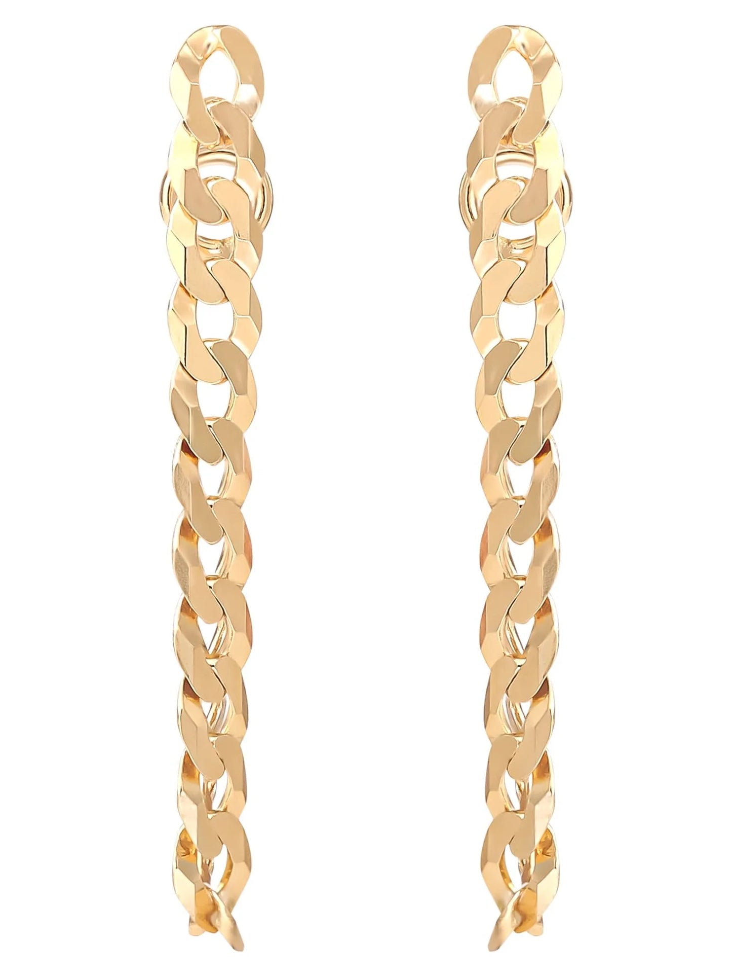 " Women’S Gold Plated Sterling Silver Curb Chain Earrings"