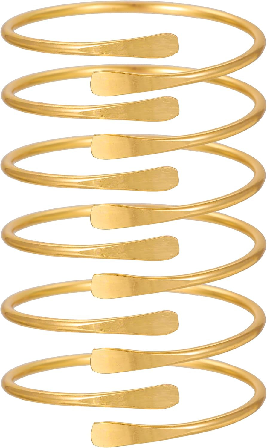 6Pcs Gold Bangle Bracelets for Women - Multi Layer Stackable Textured Bracelets Boho Jewelrys Set.