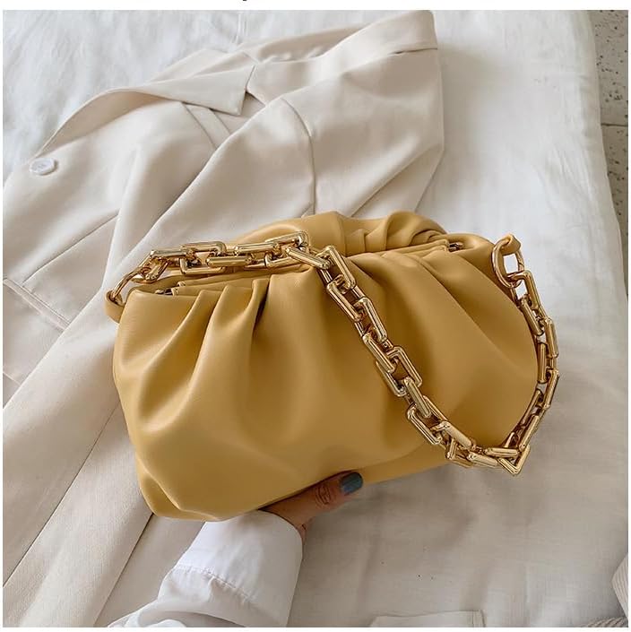 Cute Crossbody Handbag for Women, Crossbody Bag Kawaii Puffy Shoulder Handbags Fashion Puff Sling Purse Shoulder Bag (Yellow)