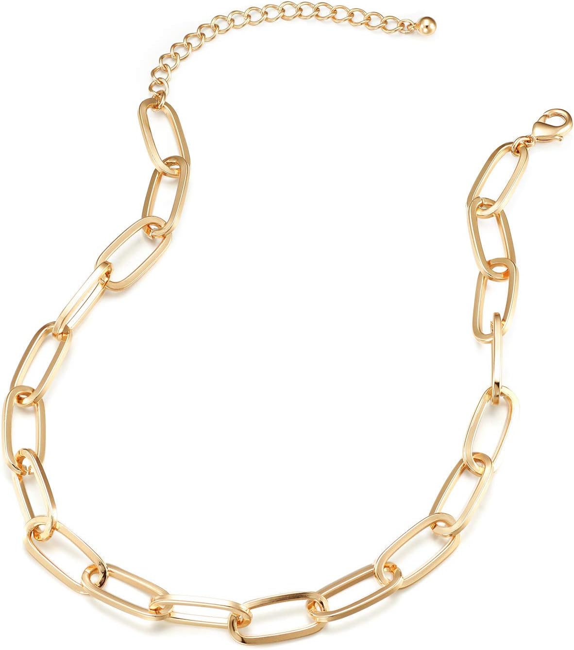 Gold Chain Necklace and Bracelet for Women Ladies Dainty and Chunky Chain Link Paperclip Jewelry Set