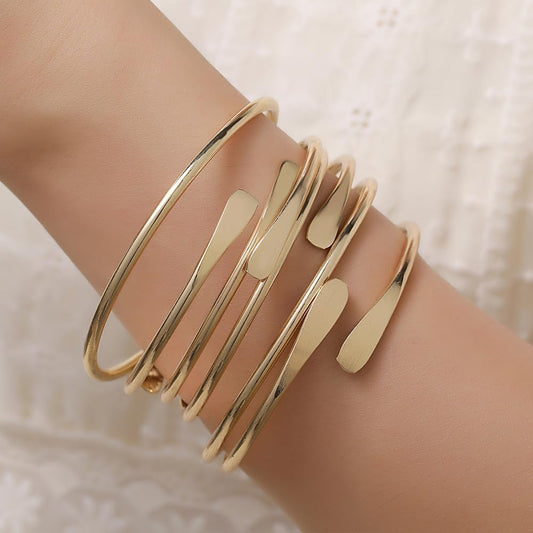 6Pcs Gold Bangle Bracelets for Women - Multi Layer Stackable Textured Bracelets Boho Jewelrys Set.