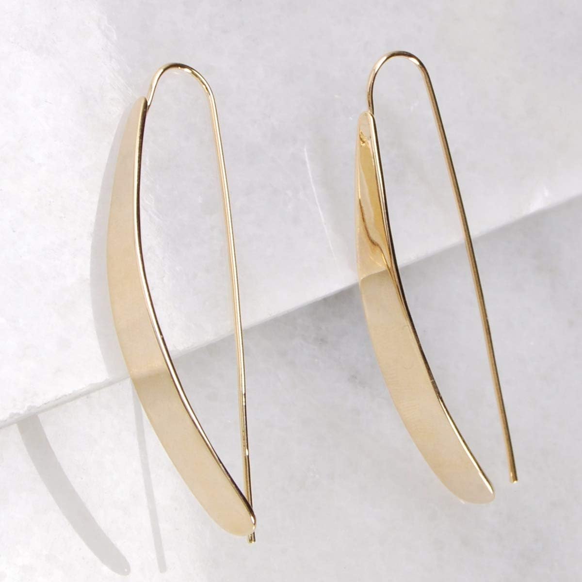 Humble Chic 14K Gold Plated Bar Dangle Earrings - Hypoallergenic Long Threader Drop Earrings for Women