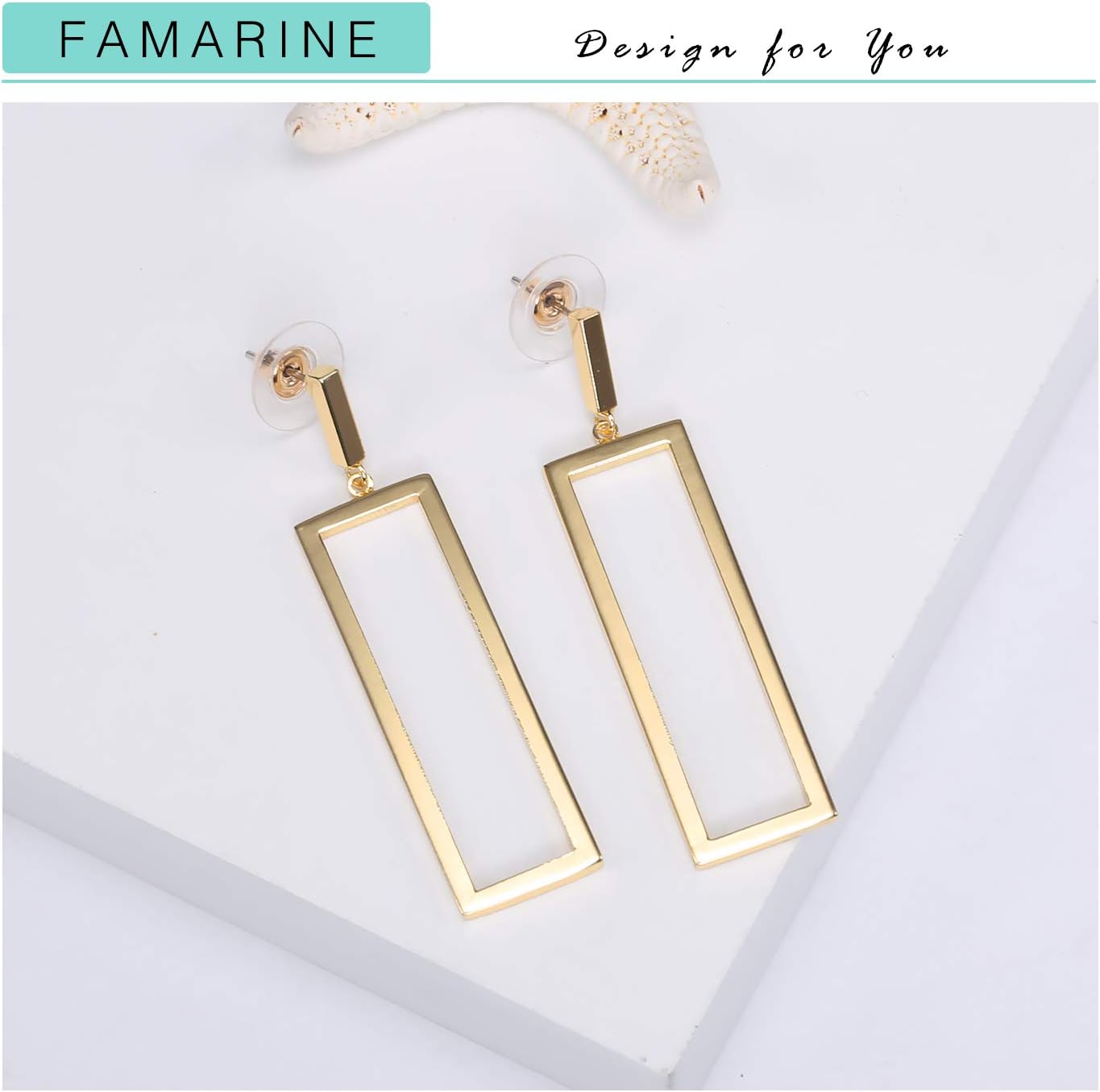 Gold Geometric Drop Earrings, Rectangle Dangle Earrings for Women Girls Costume Jewelry