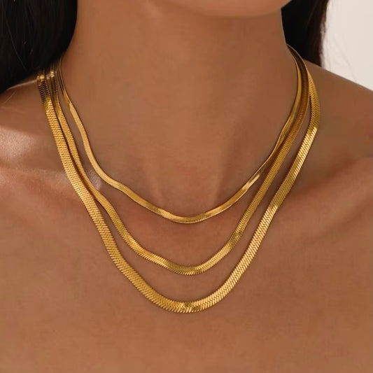 Gold Herringbone Necklace