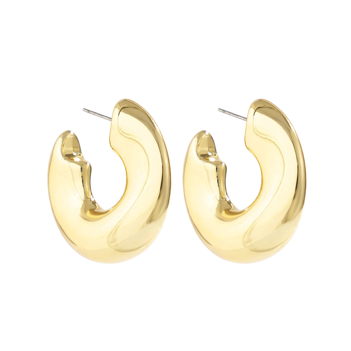 Vintage Metal Thick C-Shaped Hoop Earrings for Women Punk Gold Color Hip Hop Earrings Party Jewelry Gift