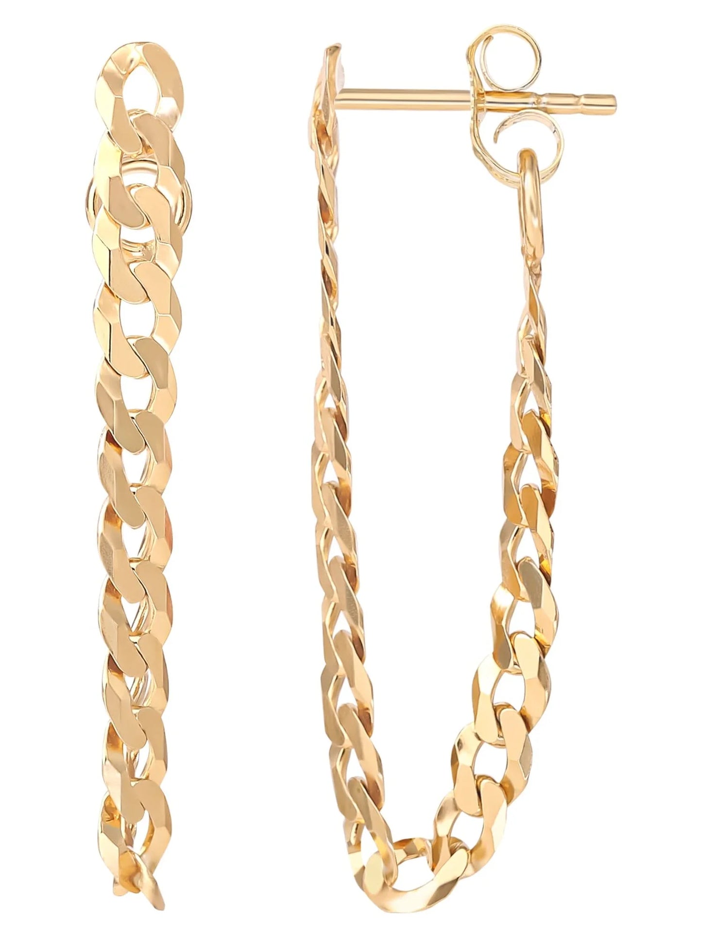 " Women’S Gold Plated Sterling Silver Curb Chain Earrings"